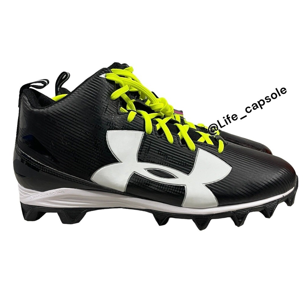 Size 13 Under Armour Crusher RM Black Football Cleats Multi Color Laces Custom - Picture 5 of 16